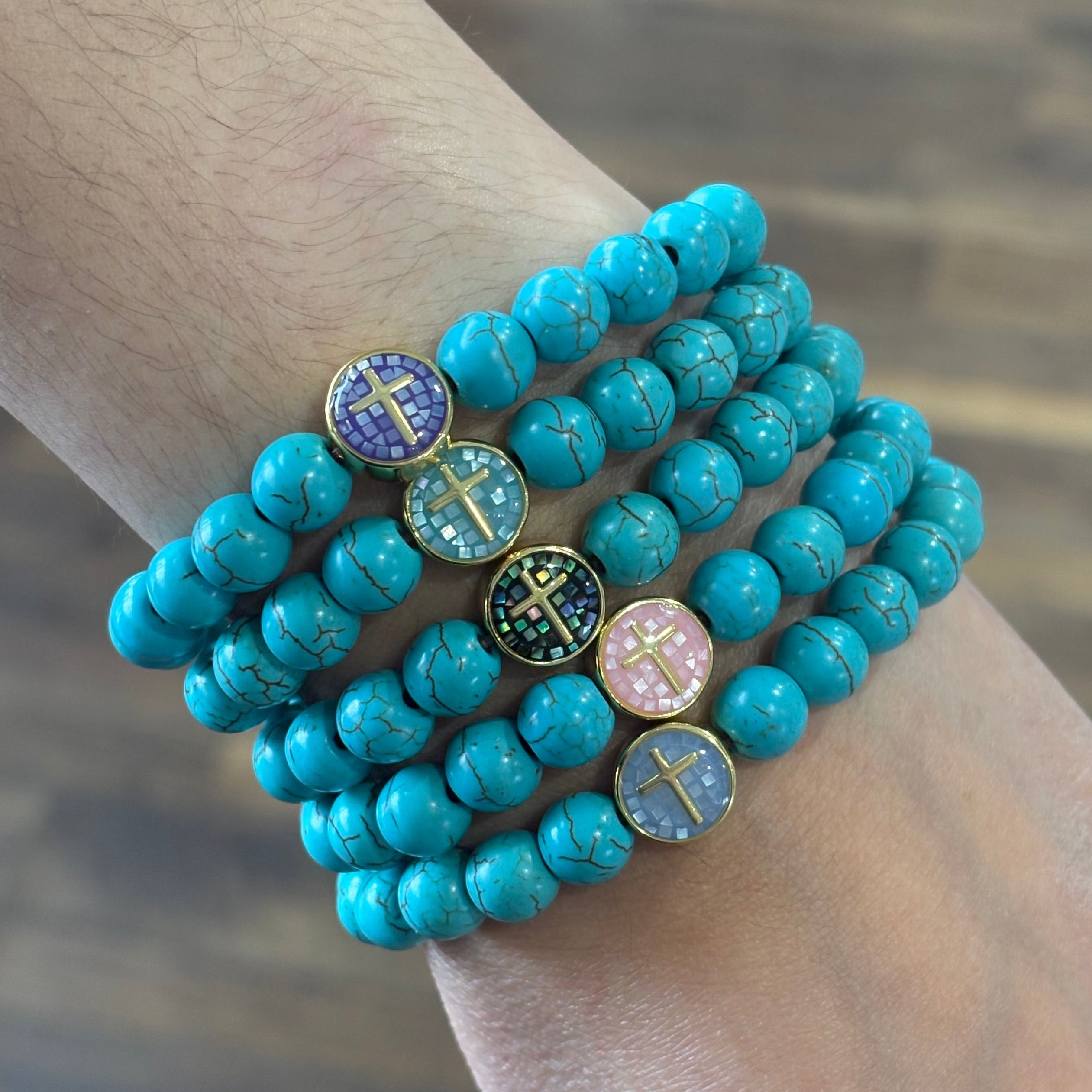 Mosaic Cross Turquoise Bracelet