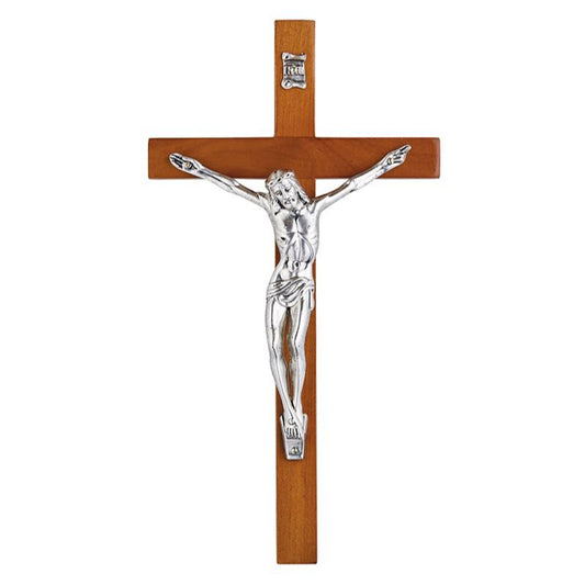 10" Olive Wood Finish Wall Crucifix