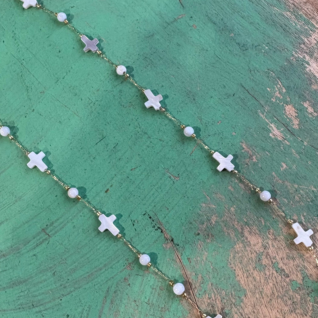 Mini Shell Cross Necklace or Earrings