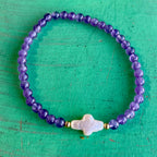Natural Stone Freshwater Pearl Cross Bracelet