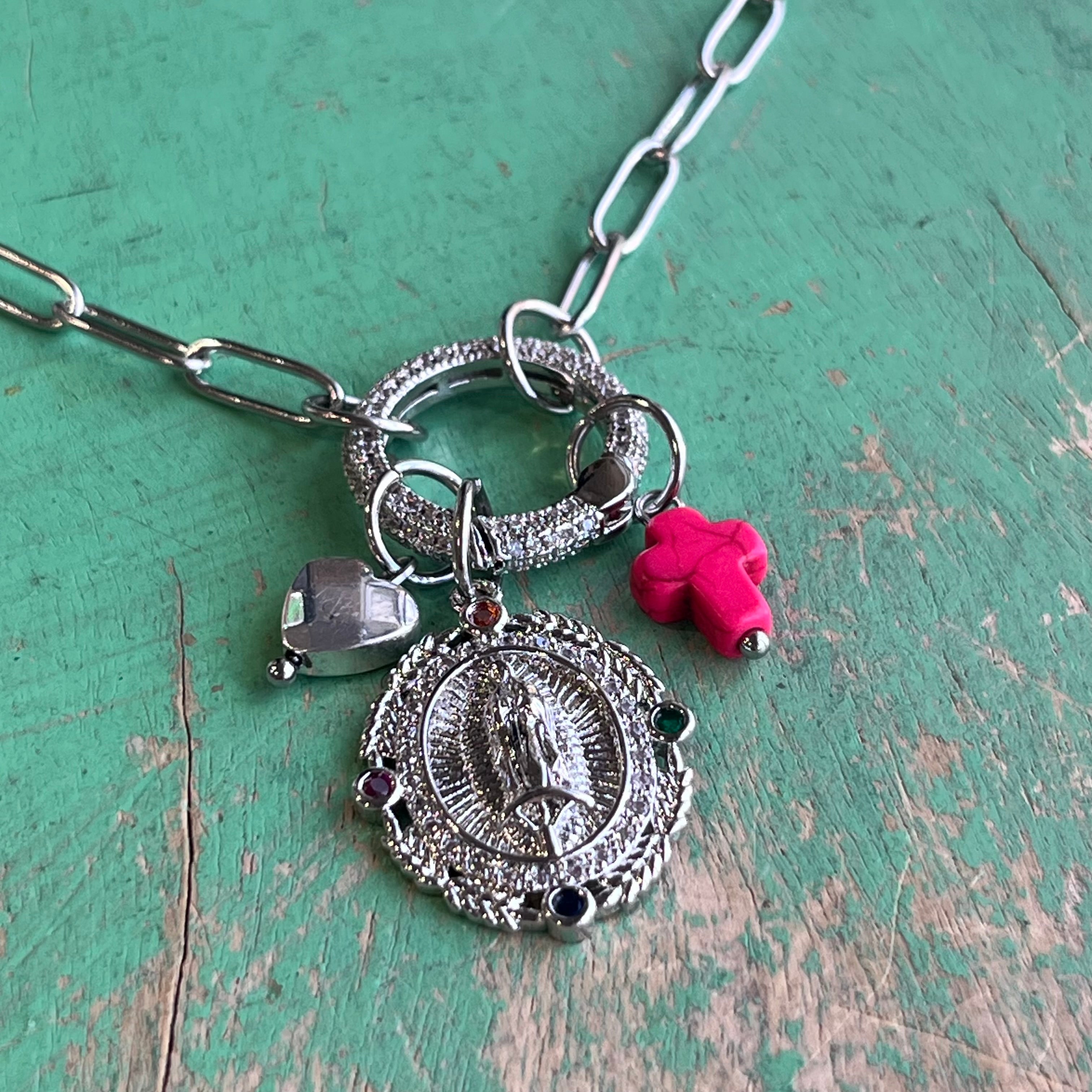 Paperclip Pave Clasp OLG Necklace