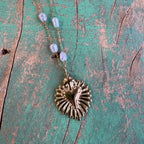 Gold Sacred Heart Pearl Chain Necklace or Earrings