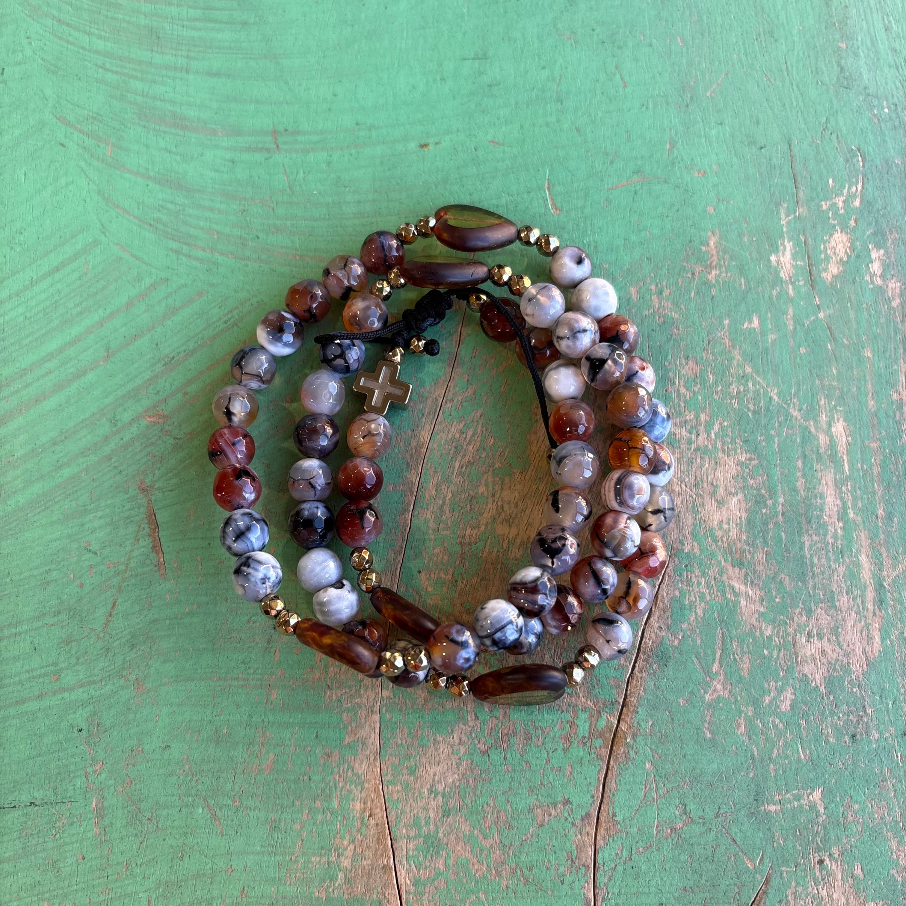 Hearts of Gold Rosary Wrap Bracelet
