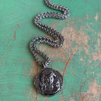 Jesus Medallion Stainless Steel Wheat Chain Necklace – 24”
