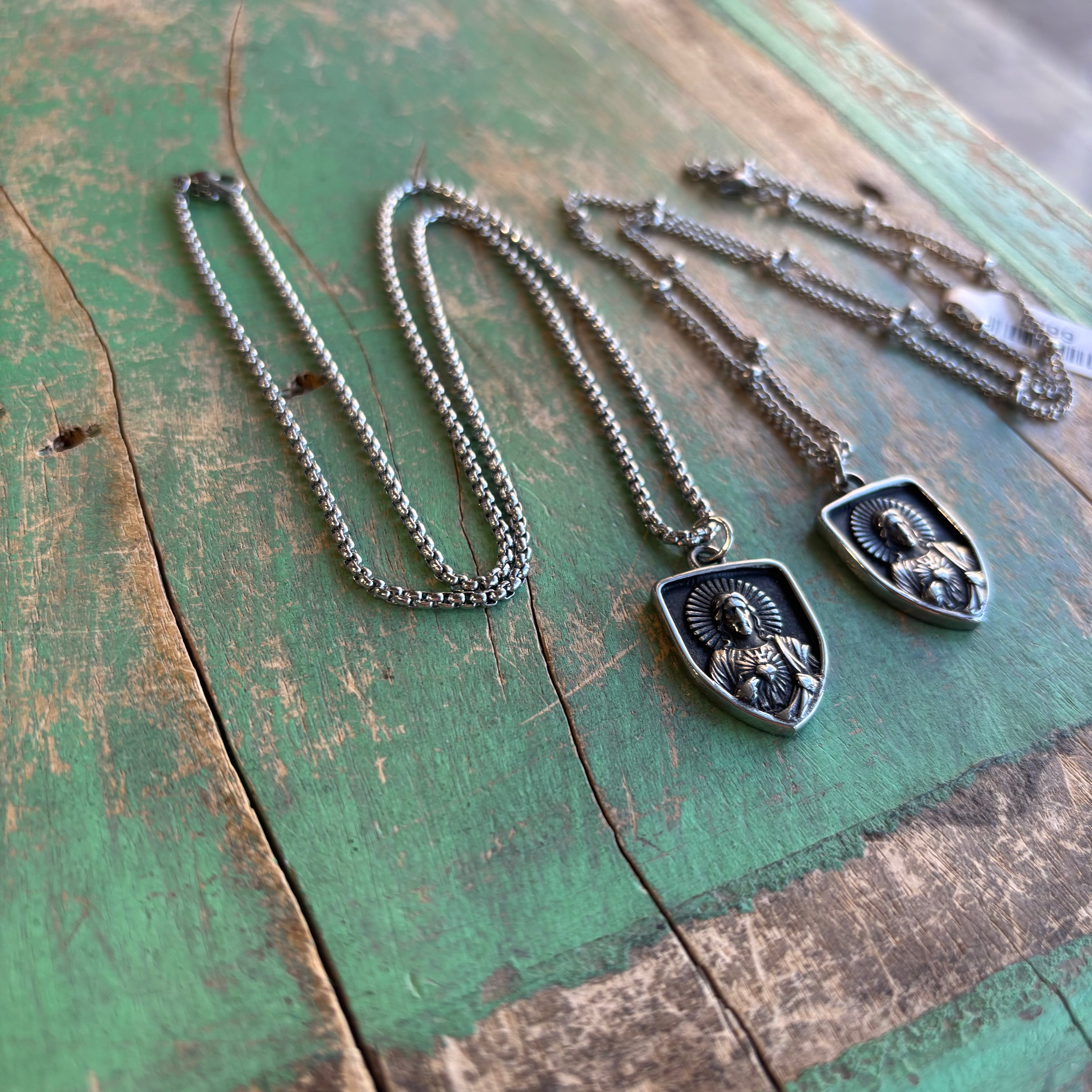 Sacred Heart of Jesus Shield Necklace