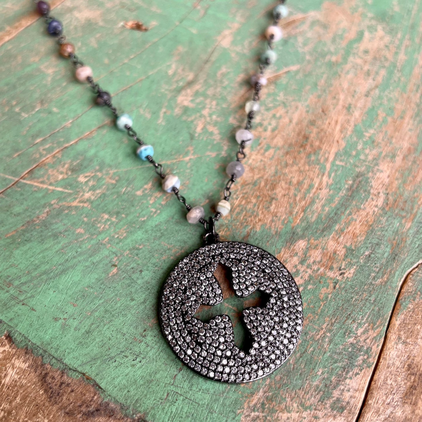 Gunmetal Sparkle Cross Necklace