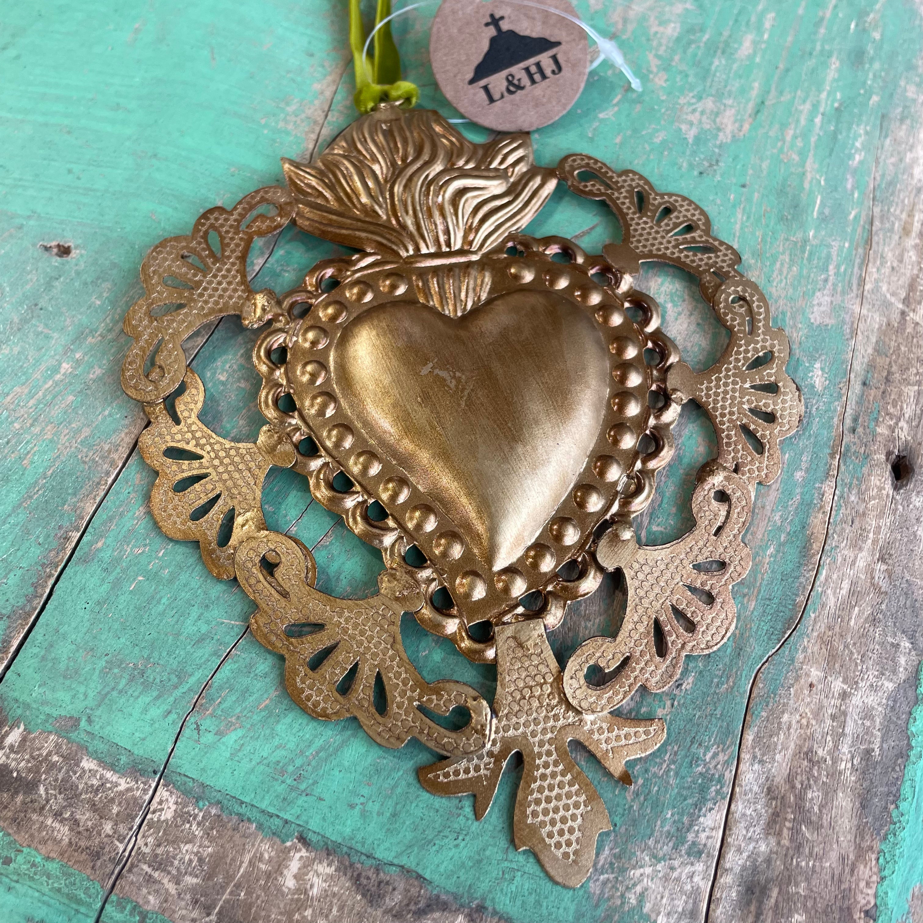 Cutout Brass Sacred Heart Ornaments