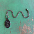 Stainless Steel Oval St Michael Pendant Necklace