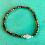 Natural Stone Freshwater Pearl Cross Bracelet