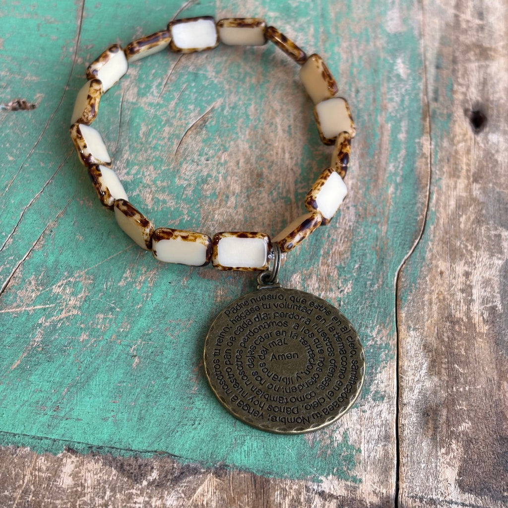 Czech Glass Bronze Big Medal Bracelets