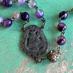 Agate Purple Bronze Madonna and Child Rosary