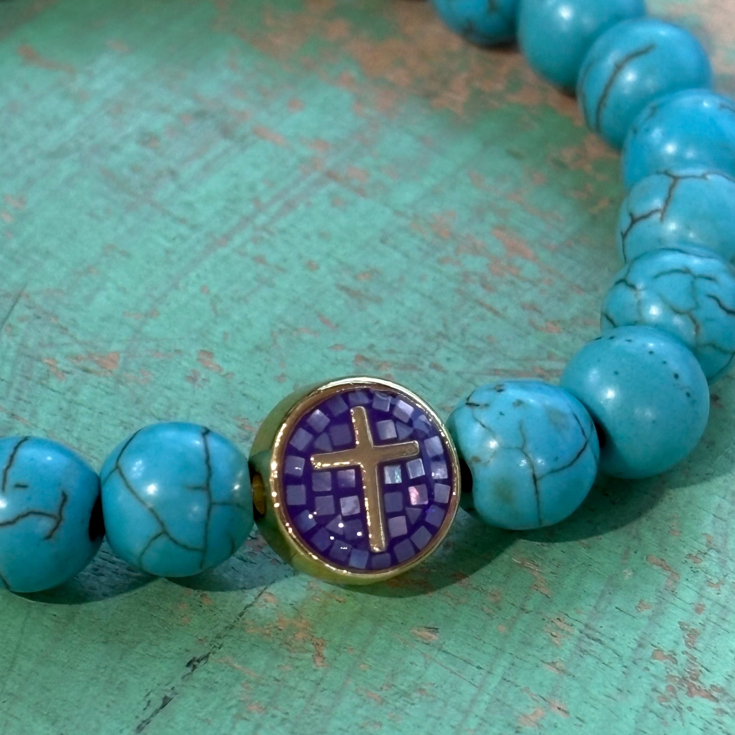 Mosaic Cross Turquoise Bracelet