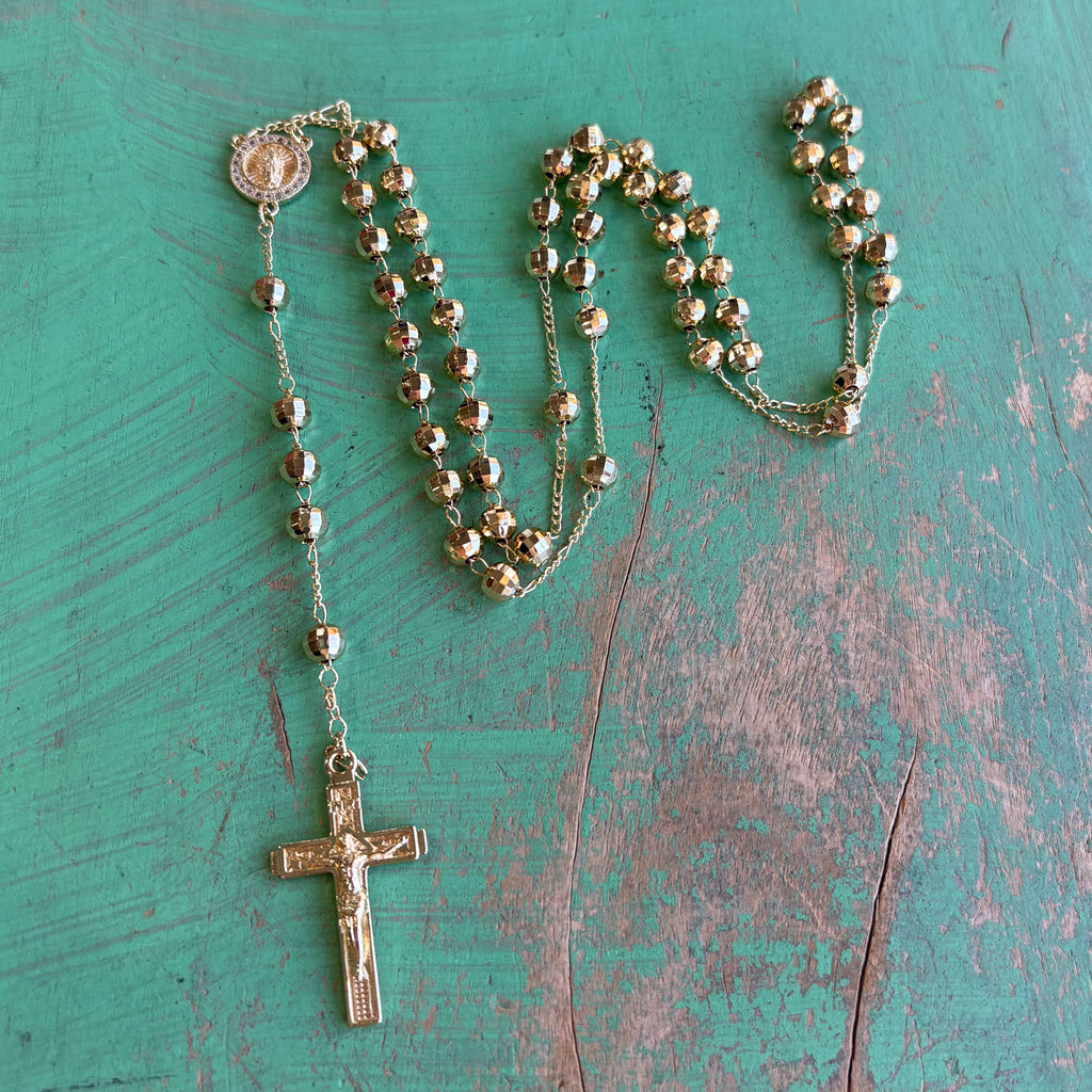 Gold Plated OLG 6MM Rosary Necklace
