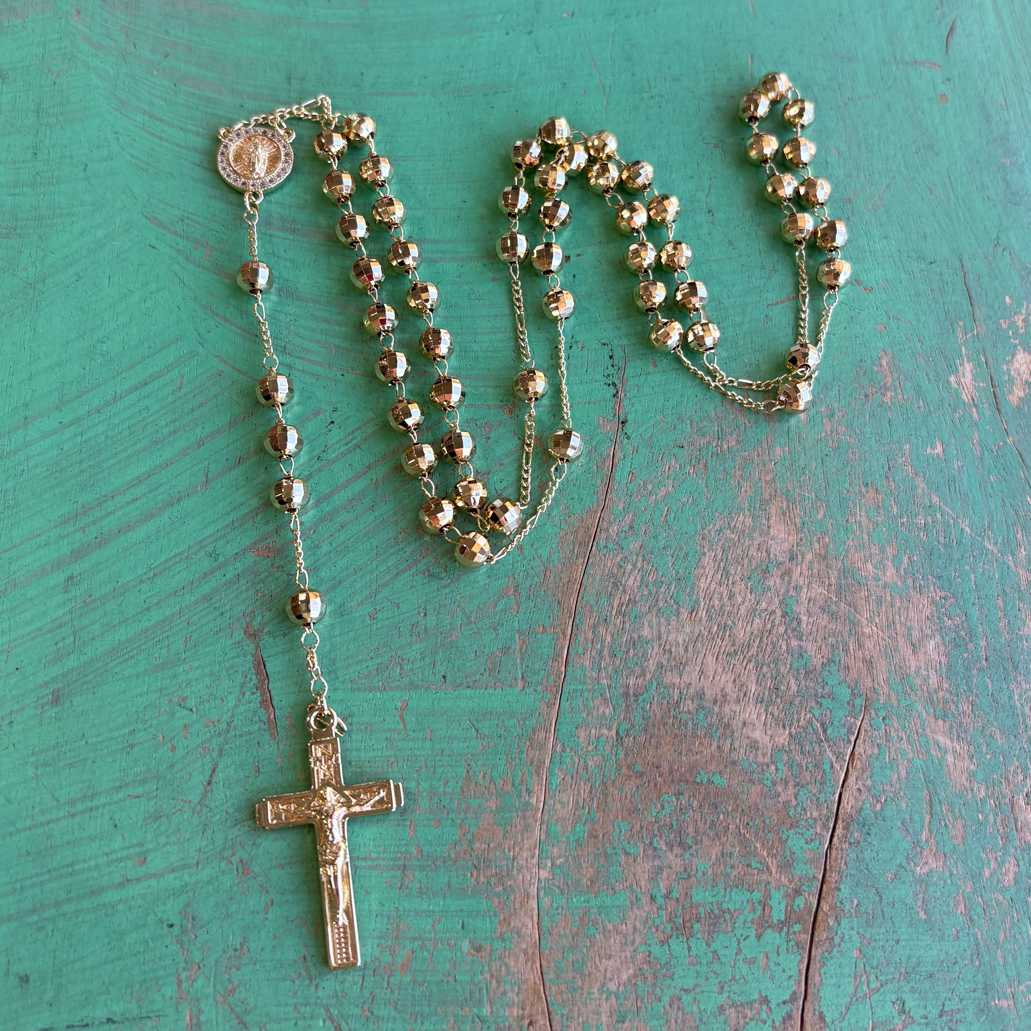 Gold Plated OLG 6MM Rosary Necklace