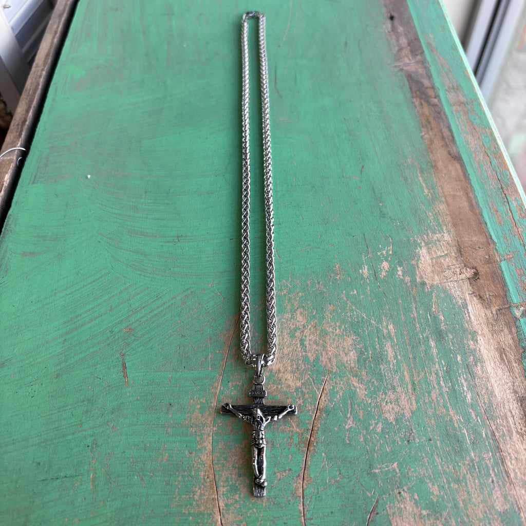 Silver Stainless Steel Crucifix Necklace