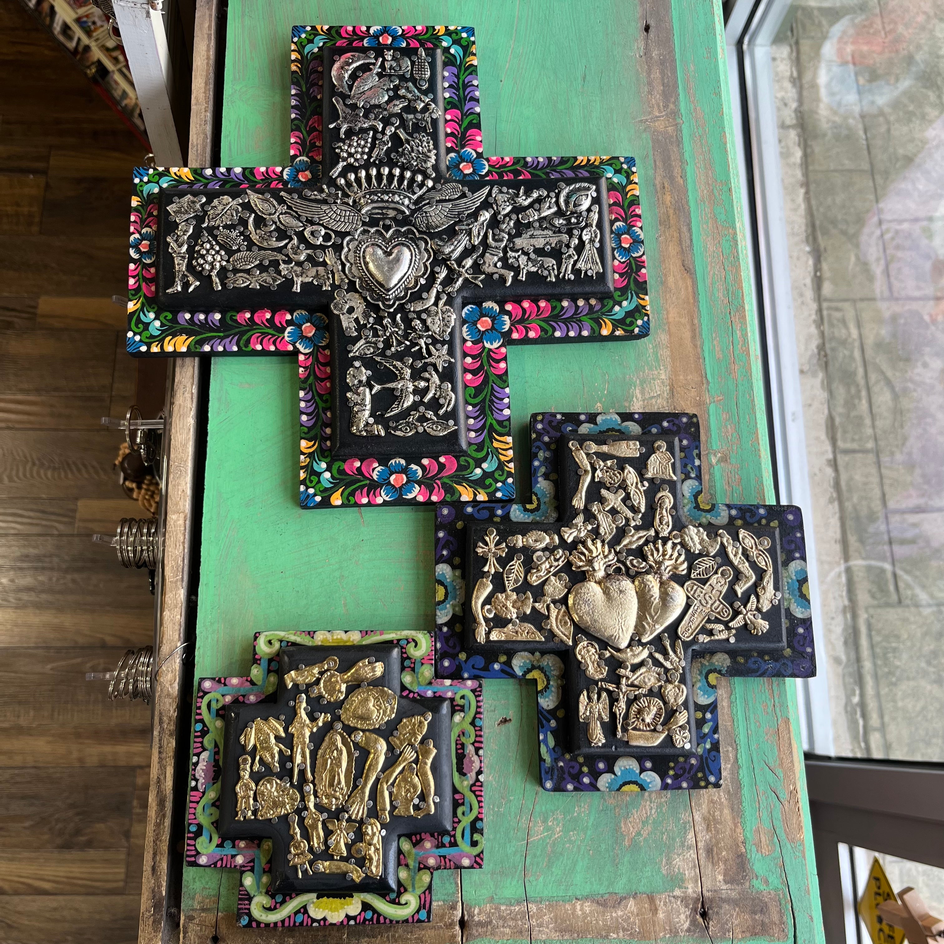Floral Border Milagros Cross