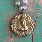 Moonstone Vintage Medal Necklace