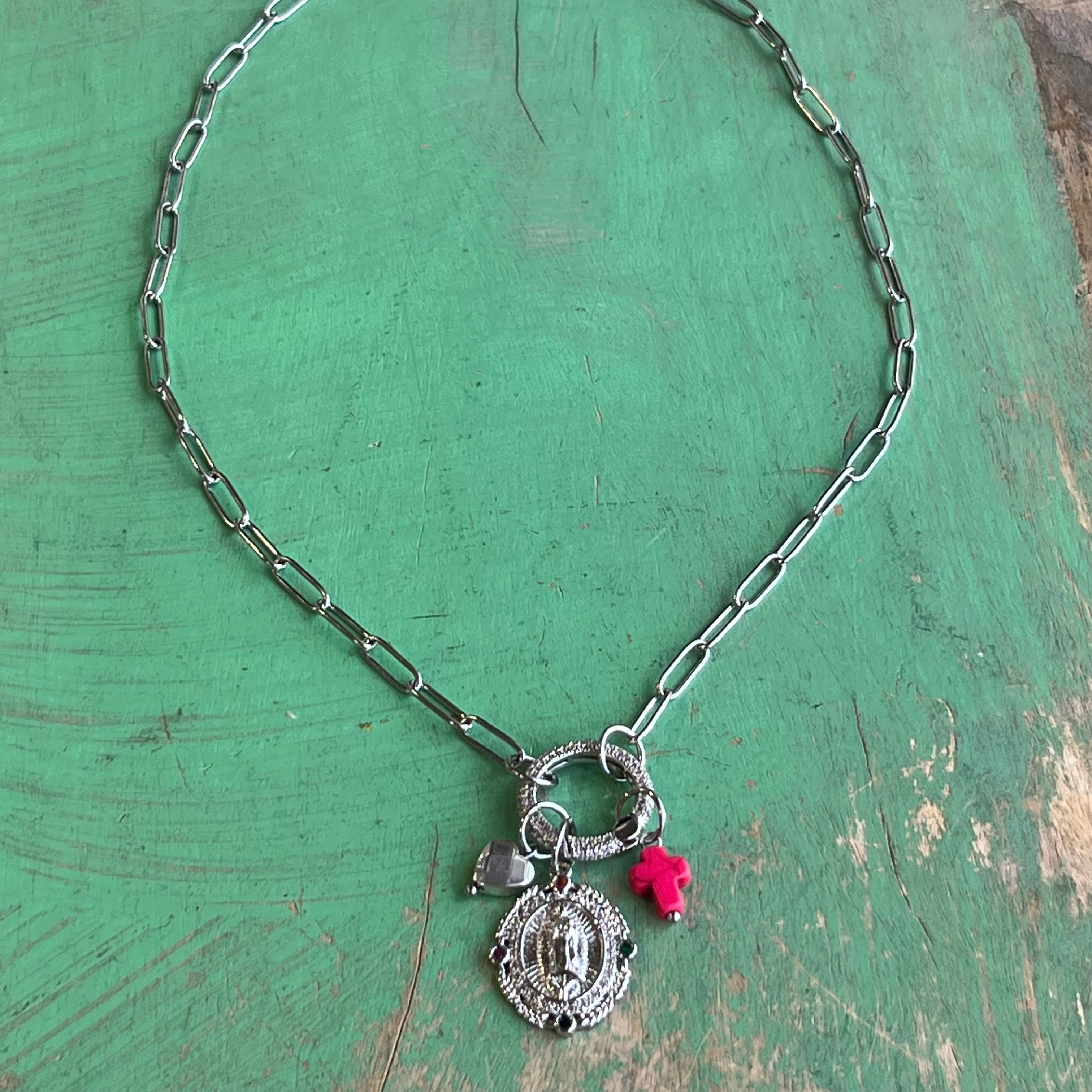 Paperclip Pave Clasp OLG Necklace