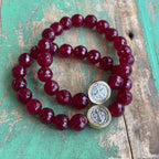 Cranberry Two Tone St Benedict Bracelet