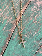 Mini CZ Thin Cross Necklace