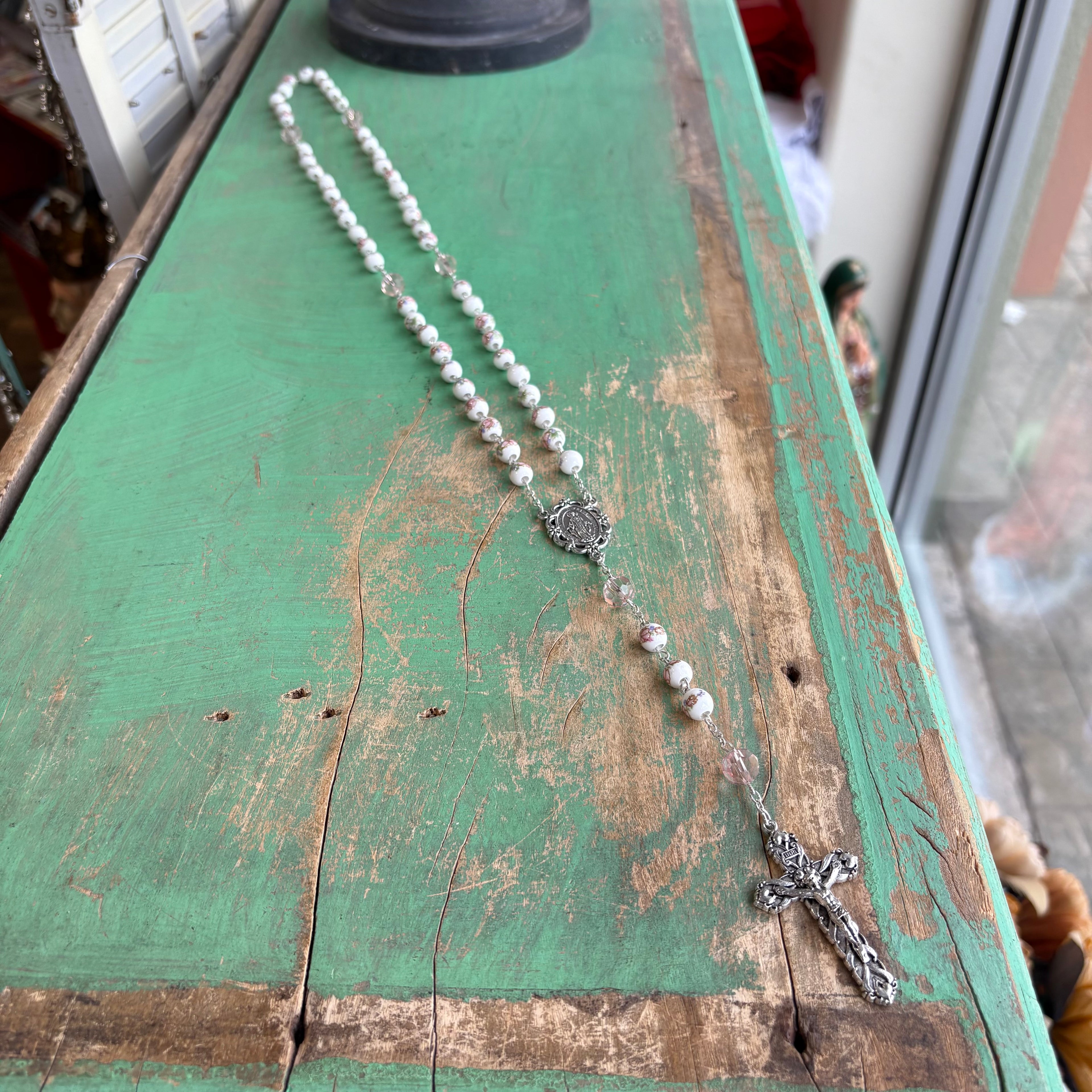Miraculous Floral Blush Rosary