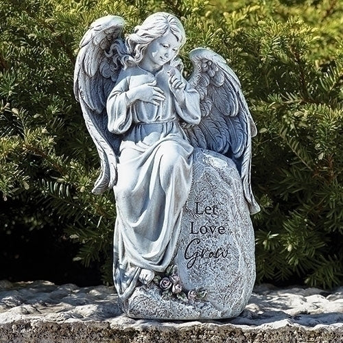 Let Love Grow Seated Angel Garden Statue