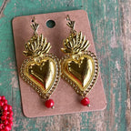 Red Love Sacred Heart Necklace or Earrings