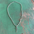 Sterling Silver Freshwater Pearl Confirmation Cross Necklace