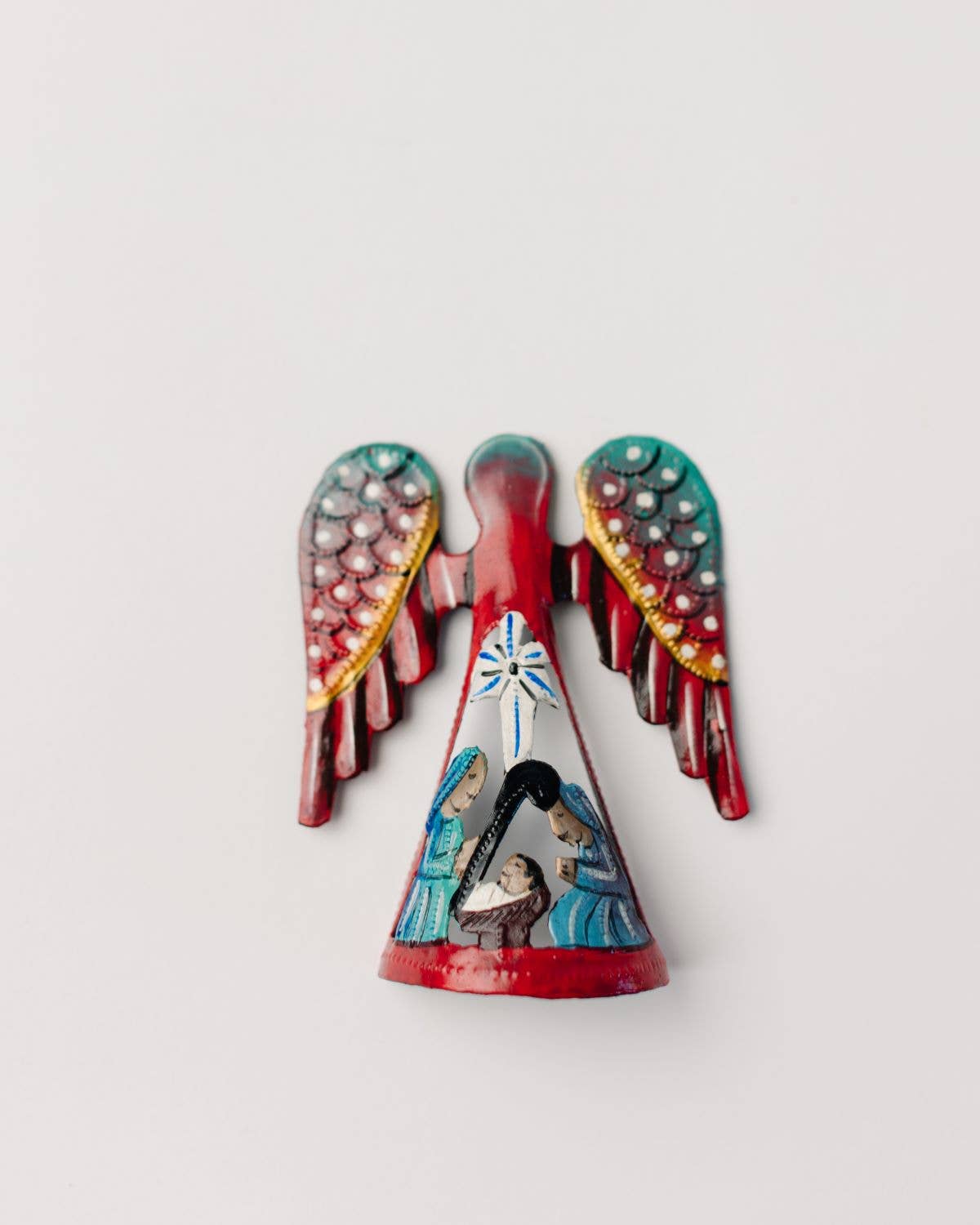 Painted Recycled Metal Angel, handmade in Haiti