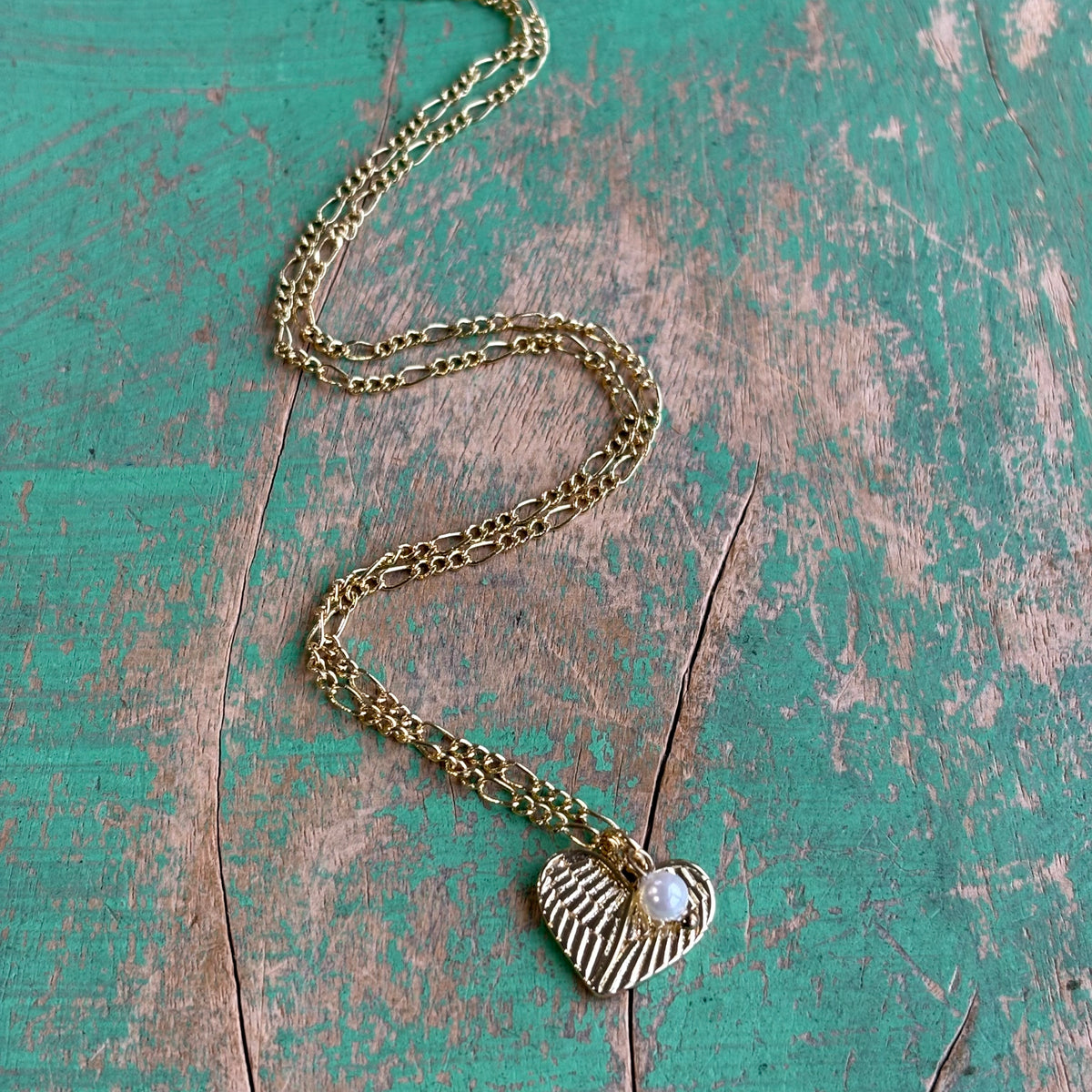 Angel Wings Heart Memorial Necklace with Pearl – Gold or Silver