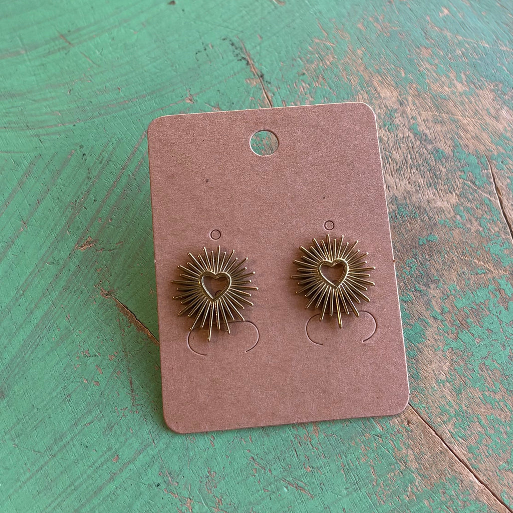 Stainless Steel Flaming Heart Post Earrings