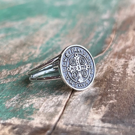 Sterling Siver Small St Benedict Ring