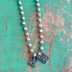 Freshwater Pearl Scapular Necklace – Sacred Heart & Our Lady of Mount Carmel