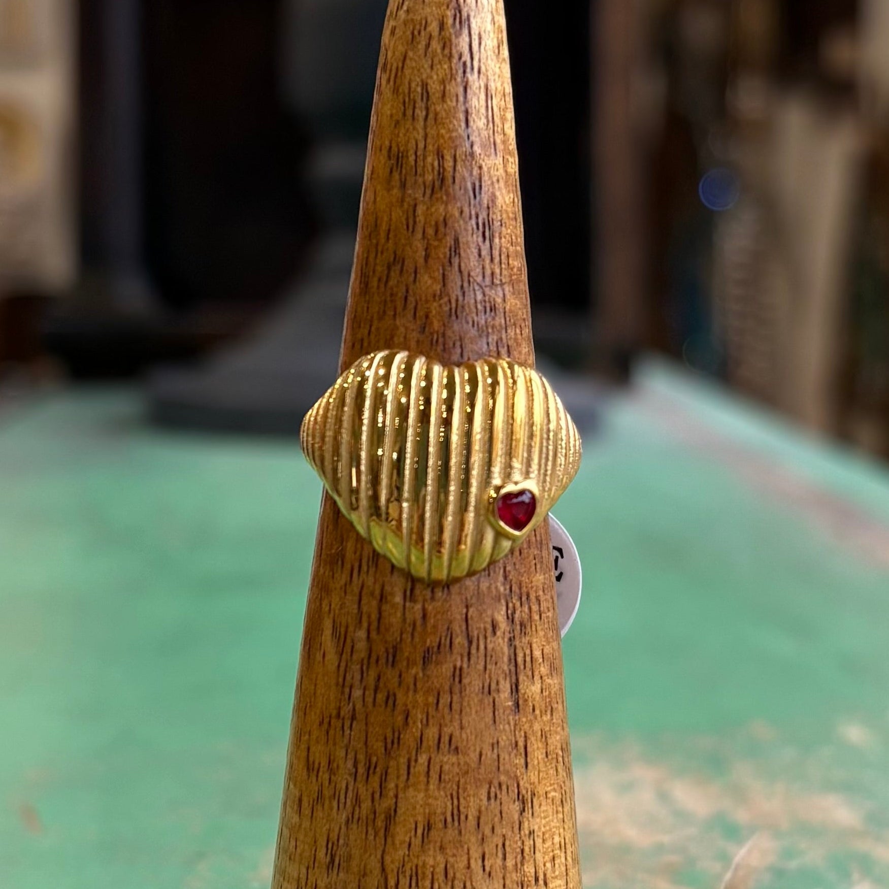 Heart of Jesus Red Crystal Ring