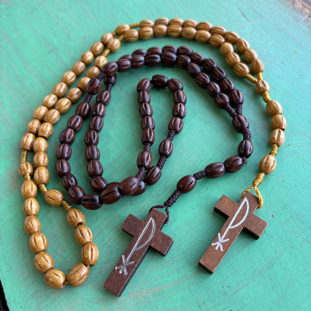 Wooden Chi-Rho Rosary – A Symbol of Faith and Devotion