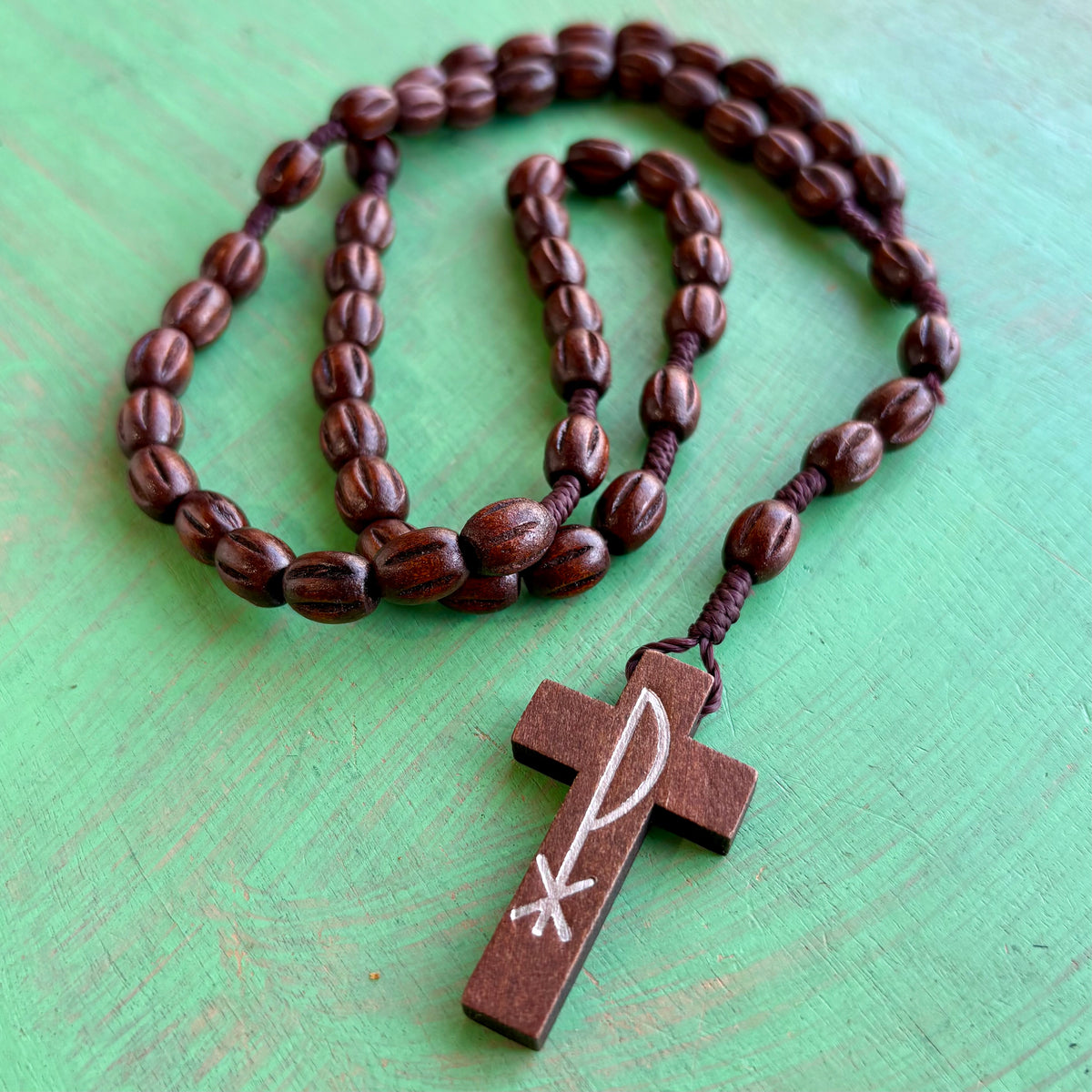 Wooden Chi-Rho Rosary – A Symbol of Faith and Devotion