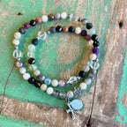 Rosary Wrap Bracelet with Silver Accents