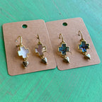 Shell Cross Natural Stone Necklace or Earrings