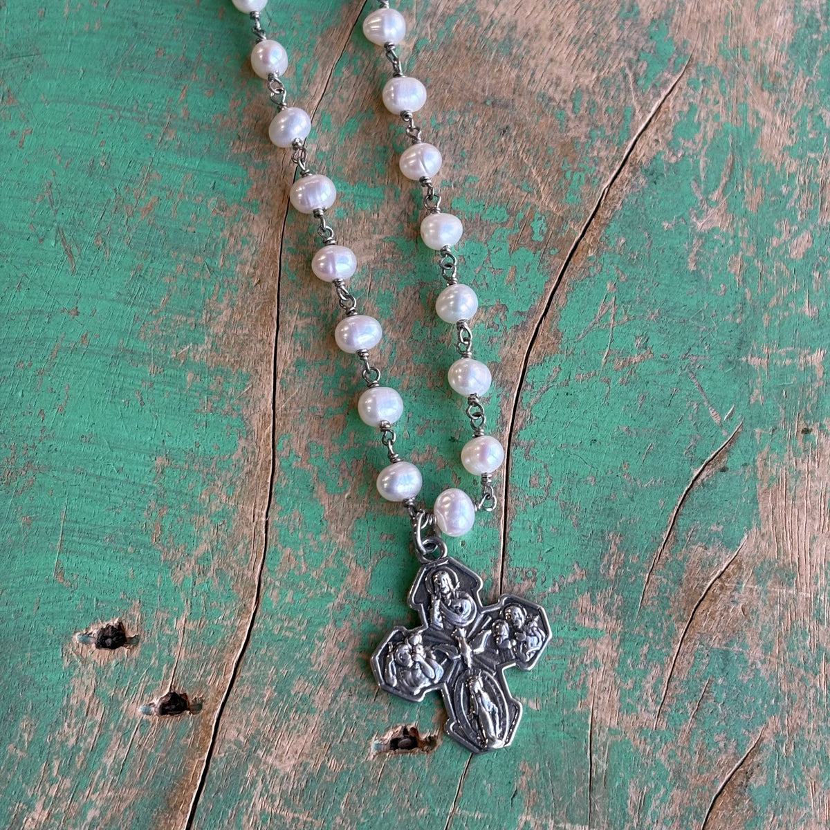 Freshwater Pearl Five Way Cross Necklace
