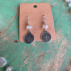 Sterling Silver St Benedict Chalcedony Necklace and Earrings