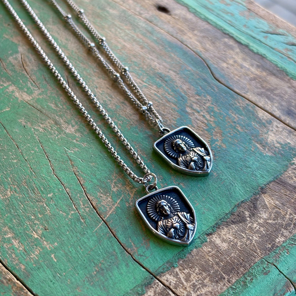Sacred Heart of Jesus Shield Necklace