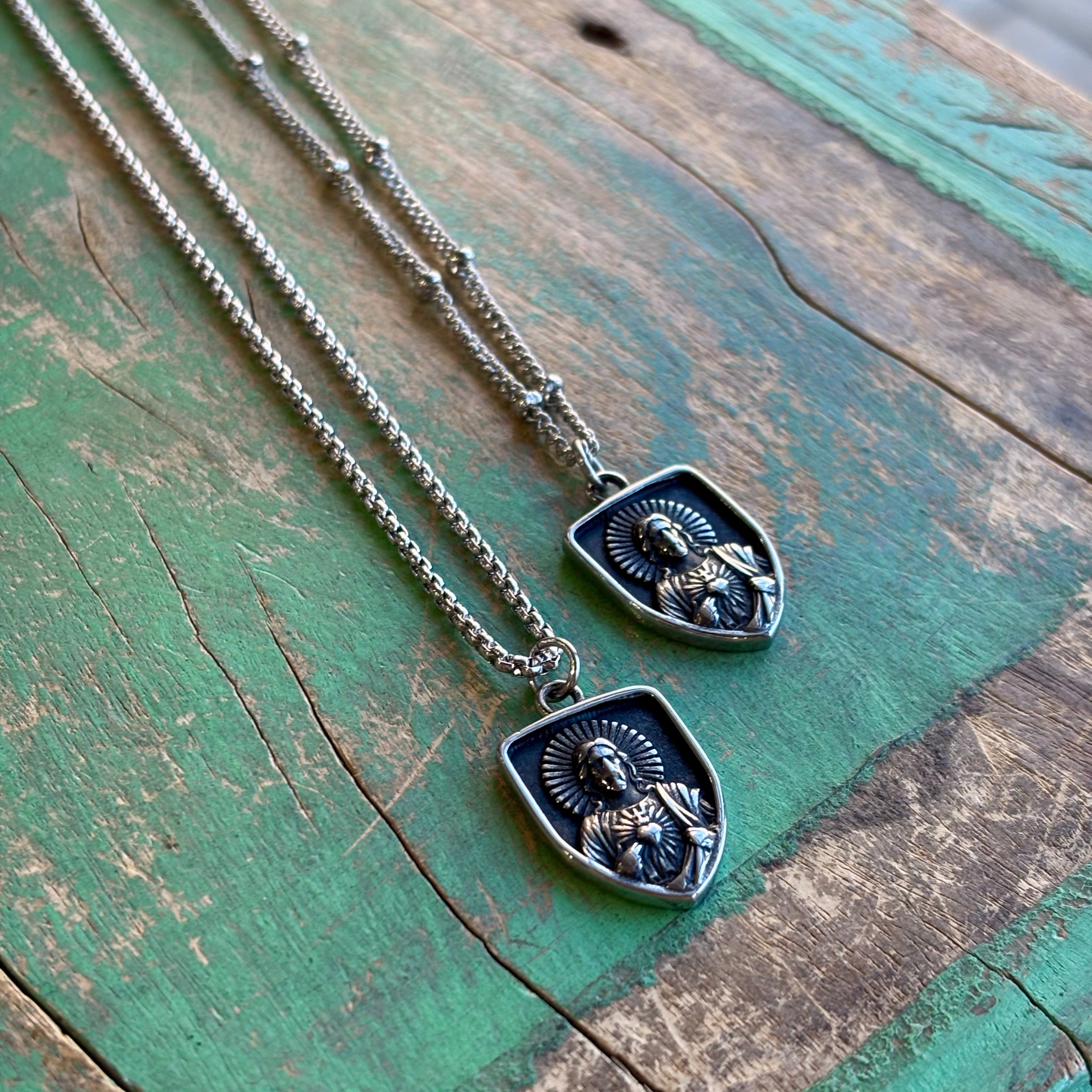 Sacred Heart of Jesus Shield Necklace