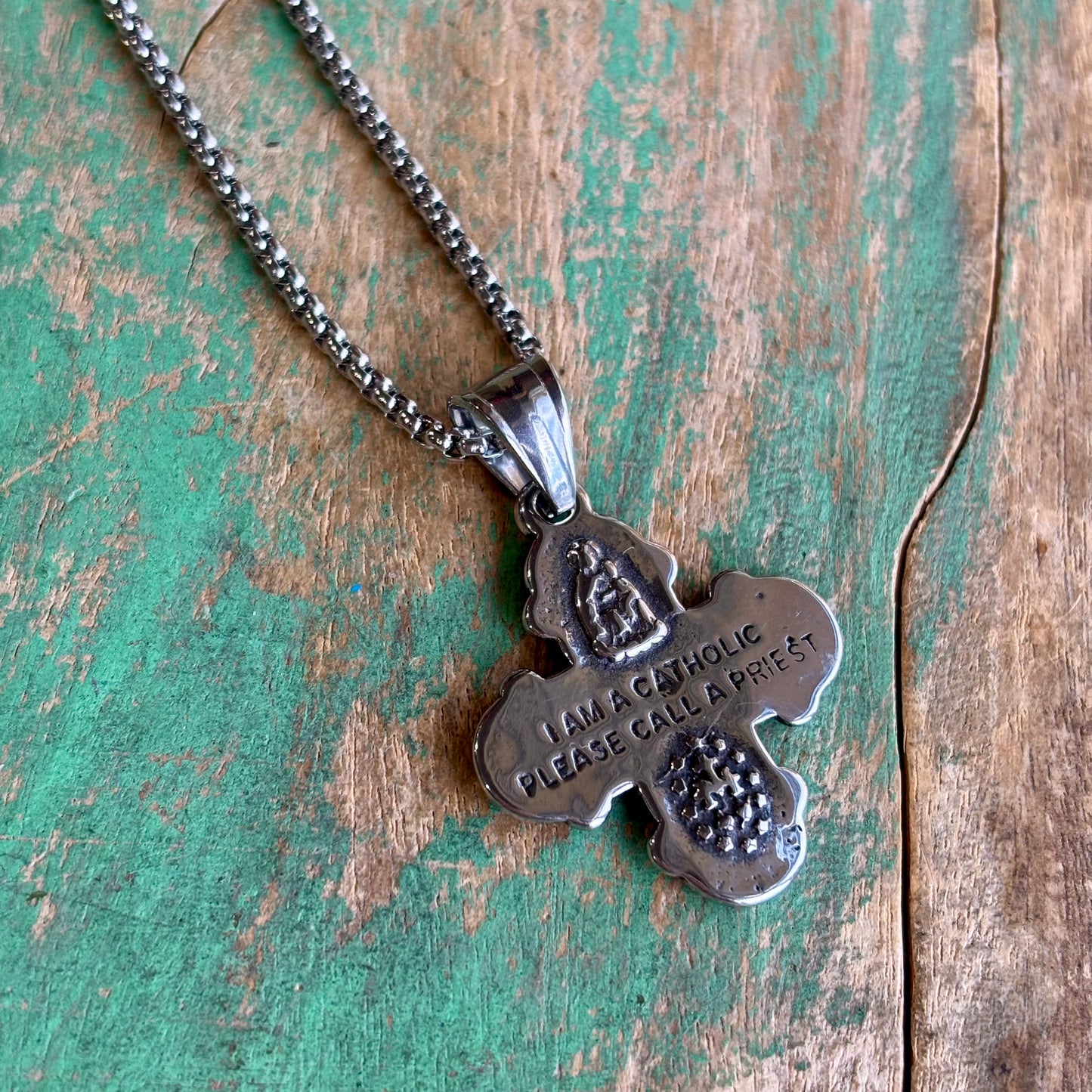 Stainless Steel Five Way Cross Necklace