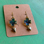 Shell Cross Natural Stone Necklace or Earrings