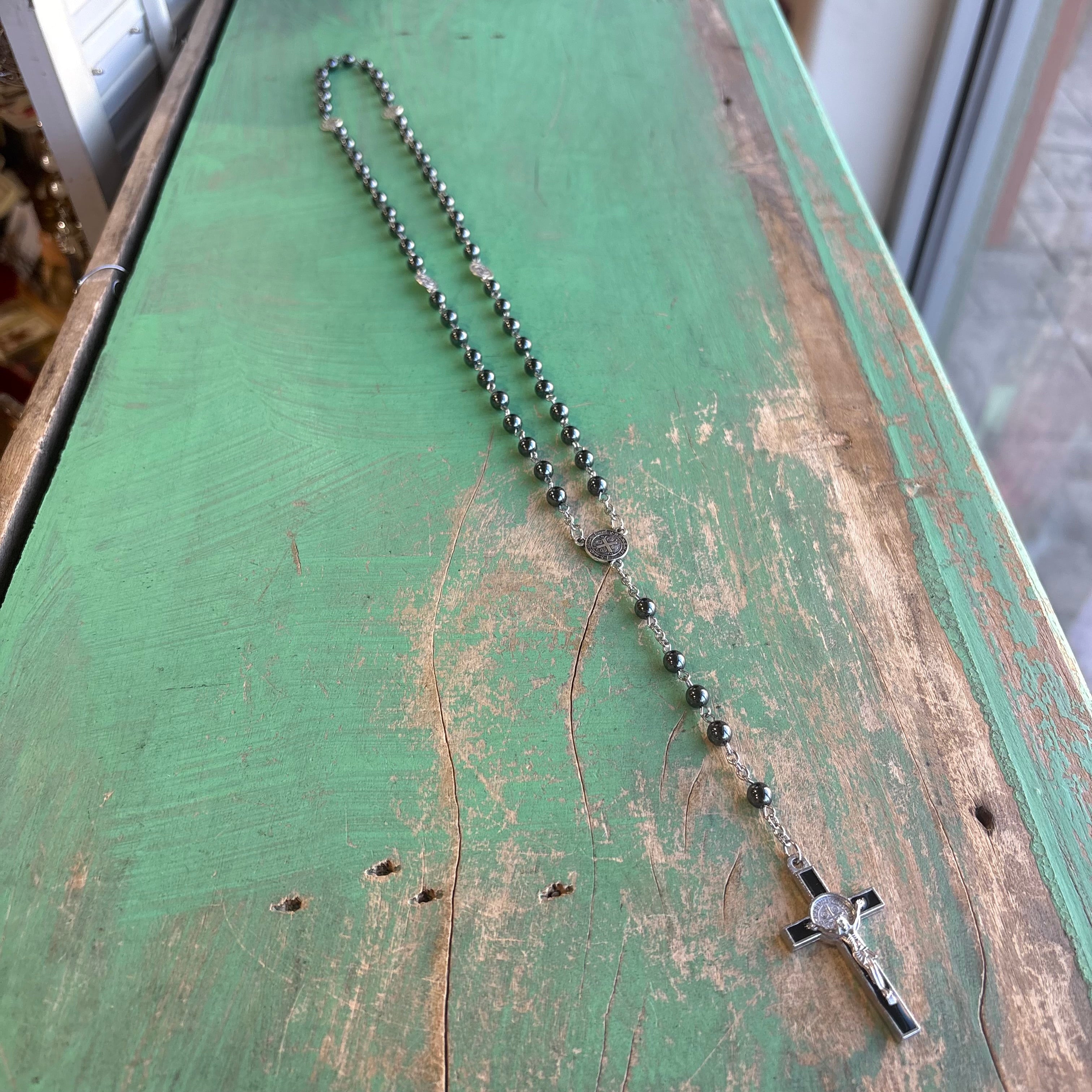 Hematite St Benedict Rosary