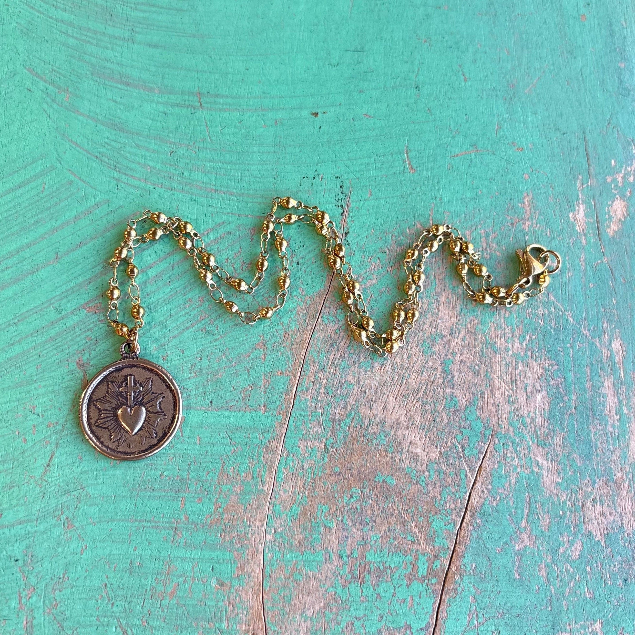Double Sided Sacred Heart Necklace