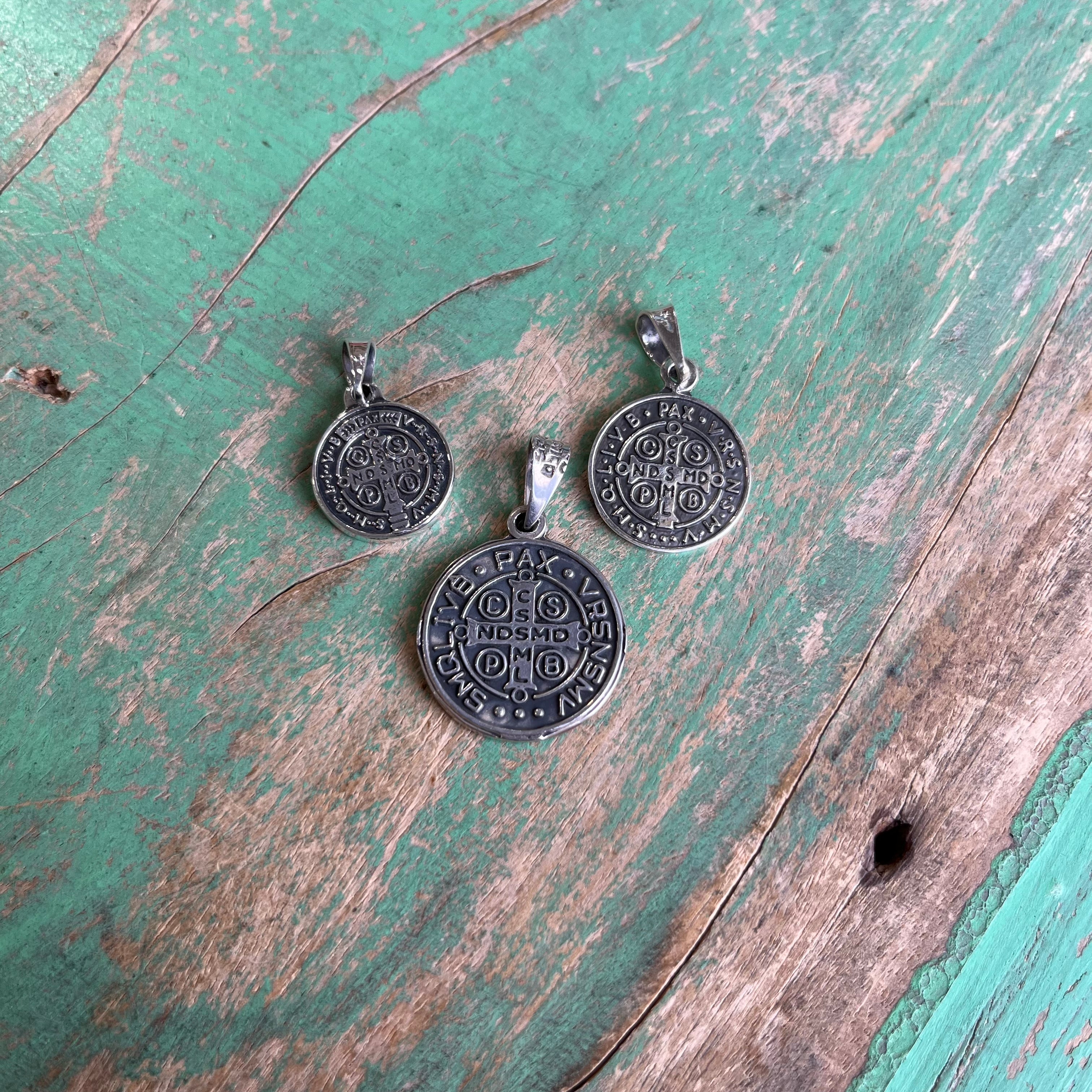 Sterling Silver Oxidized St Benedict Medallions