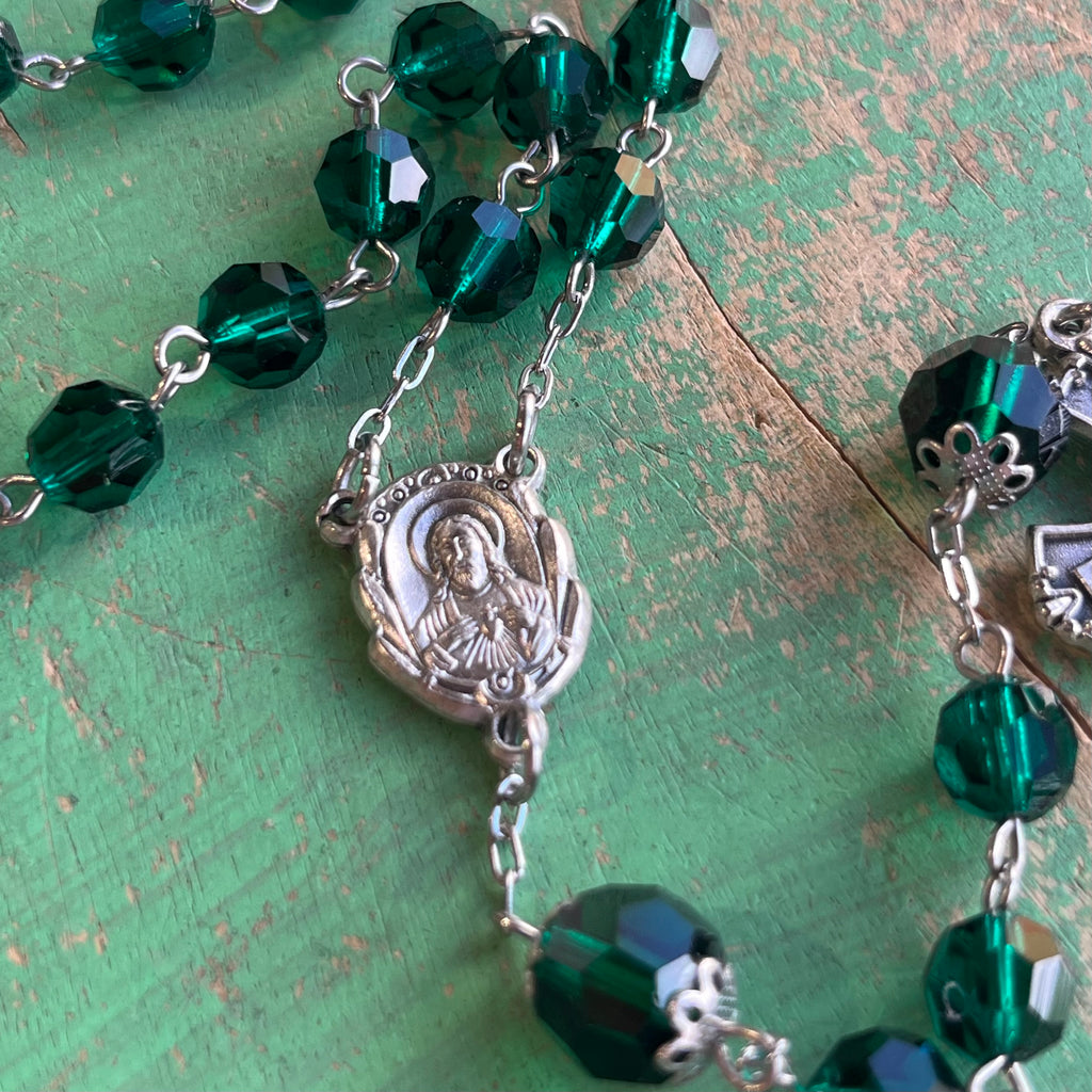 Preciosa Emerald Crystal Rosary