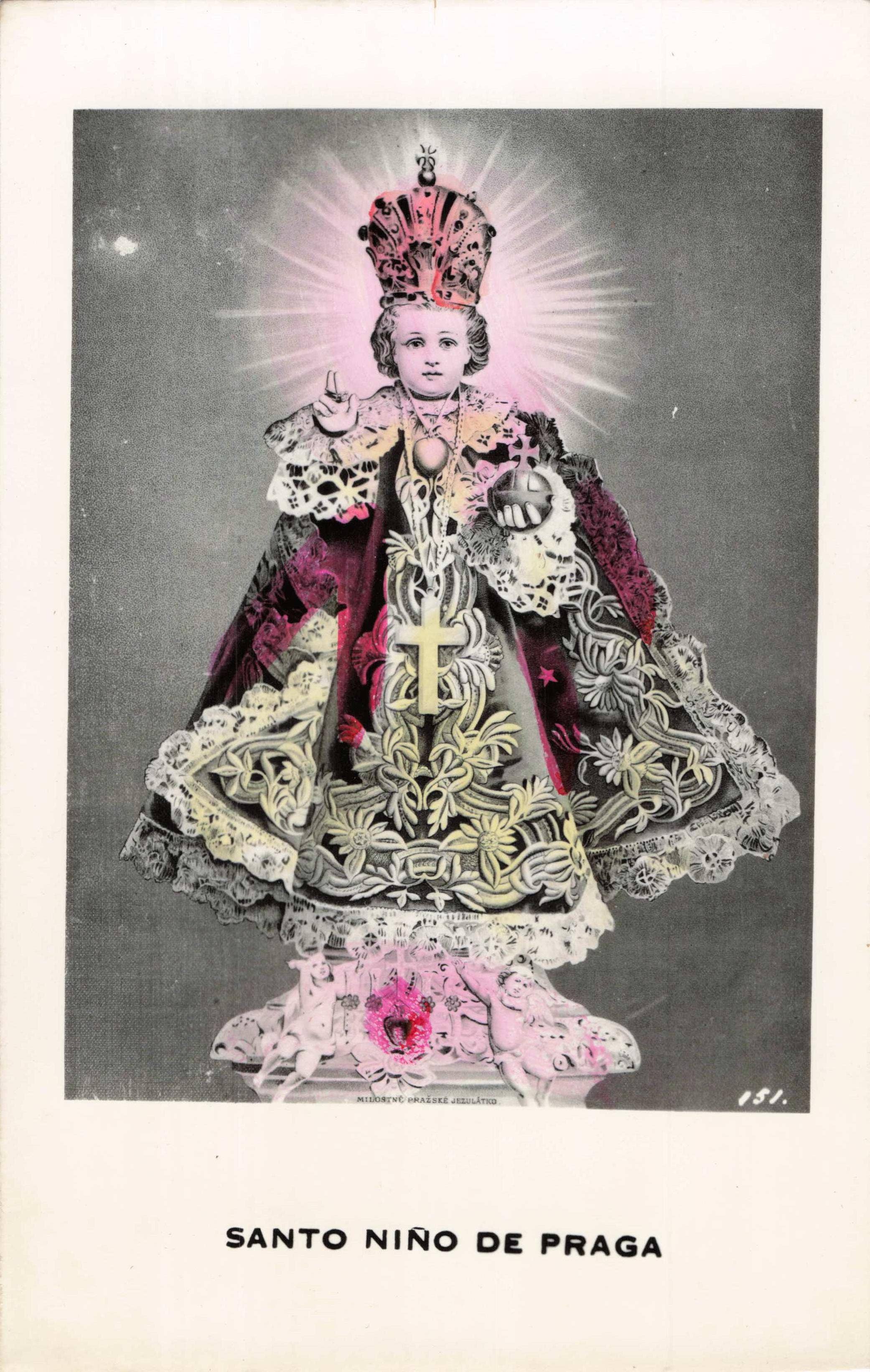 Religious Hand-Tinted Card, Mx.- Santo Niño de Praga, PSC10