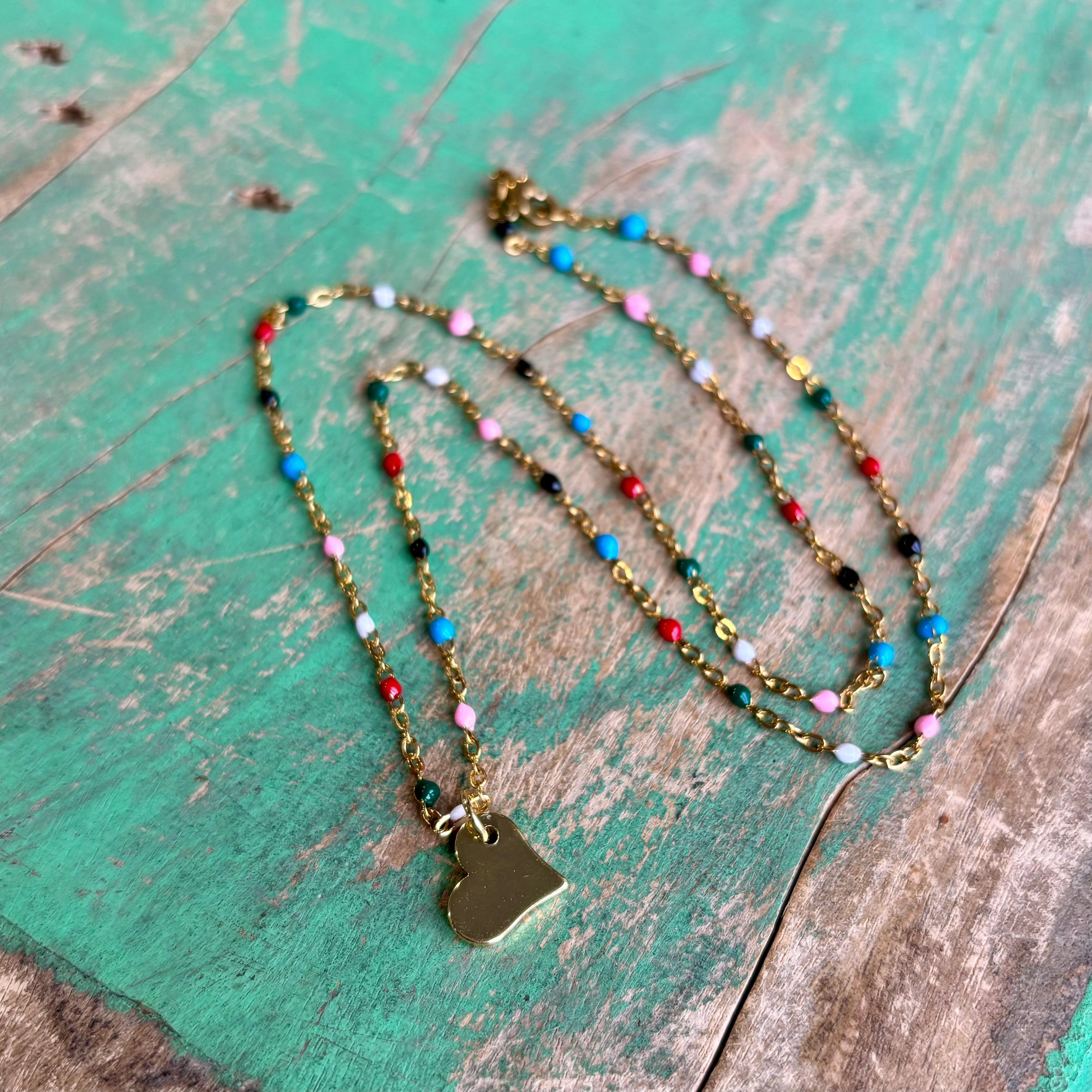 Colorful Gold Heart Necklace